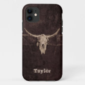 Western Bull Skull Country Braun Beige Alt Rustika Case-Mate iPhone Hülle (Rückseite)
