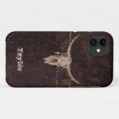 Western Bull Skull Country Braun Beige Alt Rustika Case-Mate iPhone Hülle (Rückseite (Horizontal))