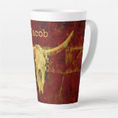 Western Bull Skull Country Braun Rustikale Grunge  Milchtasse (Rechte Ecke)