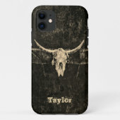 Western Bull Skull Country Sepia Schwarz Alte Rust Case-Mate iPhone Hülle (Rückseite)