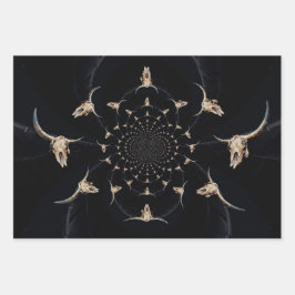 Western Bull Skull Cowboy Abstrakt Brown Vintag Geschenkpapier Set