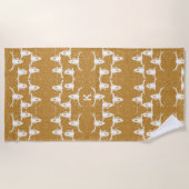 Western Bull Skull Gold Weißer Eleganter Glitzer Strandtuch (Vorderseite)