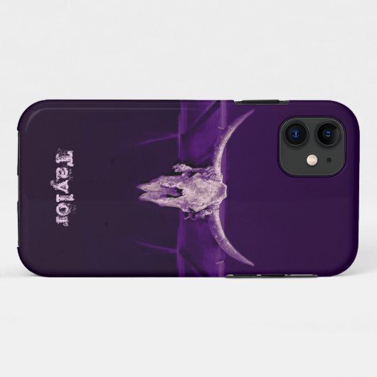 Western Bull Skull Lila Alte Rustikale Case-Mate iPhone Hülle (Rückseite (Horizontal))