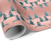 Western Bull Skull Rose Gold Aquamariner Glitzer D Geschenkpapier (Rolleneckpunkt)