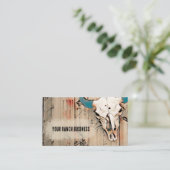 Western Bull Skull Rustikaler Stall Aquamarin Brow Visitenkarte (Stehend Vorderseite)