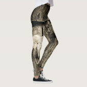 Western Bull Skull Vintag Braunholz Rustikal Leggings (Rechts)