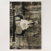 Western Bull Skull Vintag Brown Bartholz Rustikal Puzzle (Vertikal)