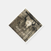 Western Bull Skull Vintag Sepia Rustikale Hochzeit Serviette (Ecke)