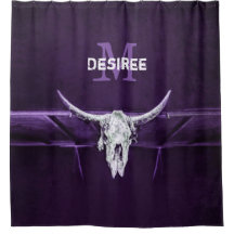 Western Bullkuh Skull Lila Weißes Monogramm