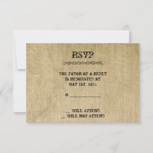 Western Burlap-Antwortkarte RSVP Karte (Vorderseite)