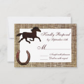 Western Burlap Cowboy Horse Horseshoe Wedding RSVP (Vorderseite)