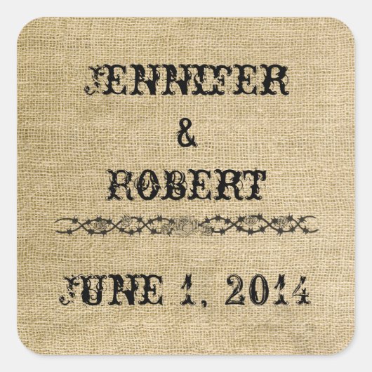 Western Burlap Umschlag Aufkleber (Vorderseite)