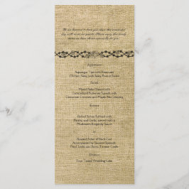 Western Burlap Wedding Menu Menükarte