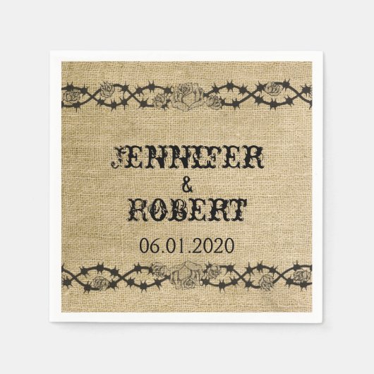 Western Burlap Wedding Napkin Serviette (Vorderseite)