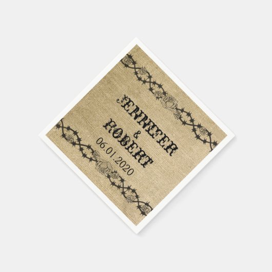 Western Burlap Wedding Napkin Serviette (Ecke)