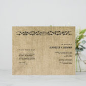 Western Burlap Wedding Programm (Stehend Vorderseite)
