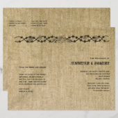 Western Burlap Wedding Programm (Vorne/Hinten)