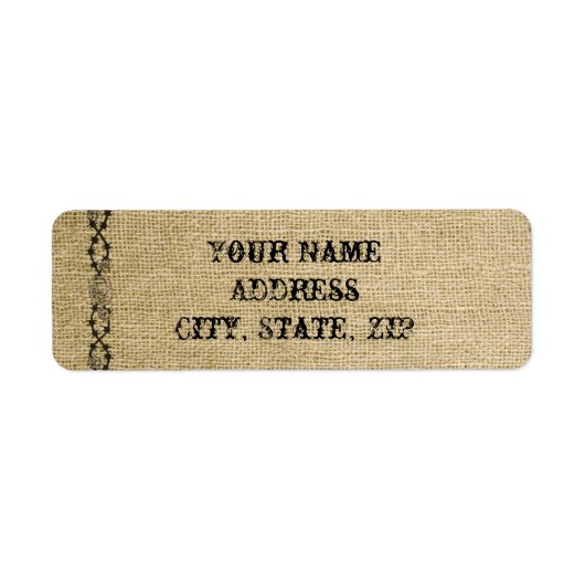 Western Burlap Wedding Rücksendeadresse (Vorne)
