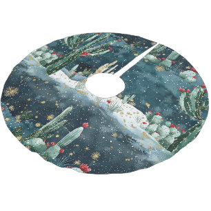 Western Cactus Christmas Polyester Weihnachtsbaumdecke