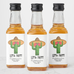 Western Cactus Cowboy Funny Custom Theme Party Alkoholflaschenetikett