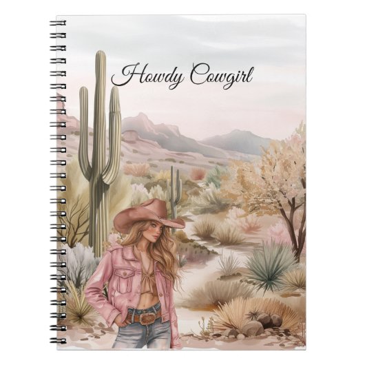 Western Cactus Desert Blond Cowgirl Notizblock (Vorderseite)