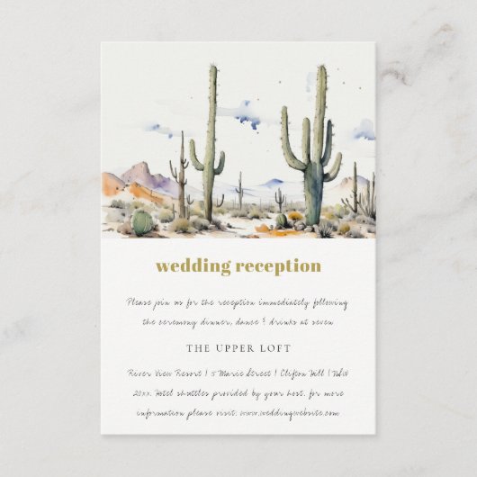 Western Cactus Desert Landscape Hochzeitsempfang Begleitkarte (Vorderseite)