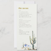 Western Cactus Desert Landscape Wedding Menu Card Einladung (Vorderseite)