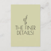 Western Cactus Desert Modern Boho Wedding Details Begleitkarte (Rückseite)