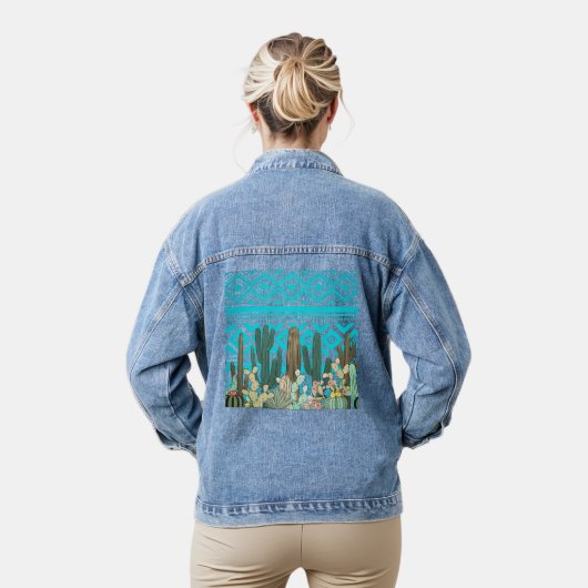 Western Cactus Garden mit Stammesmotiv Jeansjacke (Modell)