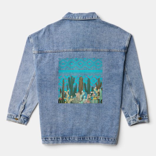 Western Cactus Garden mit Stammesmotiv Jeansjacke (Rückseite)