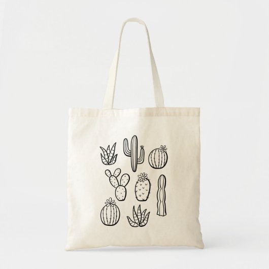 Western Cactus Plants Desert Boho Botanical Black Tragetasche (Vorne)