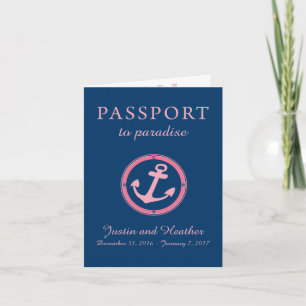 Western Caribbean Cruise Passport Pink und Marine Einladung