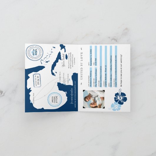 Western Caribbean Texas Cruise Passport Hochzeit Einladung (Innenseite)