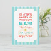 Western Carnival - Save the Date Blue & Coral (Stehend Vorderseite)