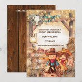 Western Cartoon Cowboy-Paar Wüstenbogen gewollt Einladung (Vorne/Hinten)