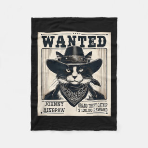 Western Cat Cowboy Mugshot Gewollt Fleecedecke