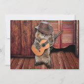 Western Cat Cowboy Musiker mit Gitarre Einladung (Rückseite)