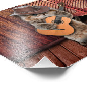 Western Cat Cowboy Musiker mit Gitarre Fotodruck (Ecke)