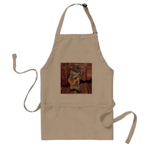 Western Cat Cowboy Musiker mit Gitarre Schürze