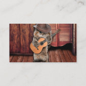 Western Cat Cowboy Musiker mit Gitarre Visitenkarte (Rückseite)