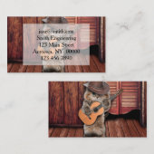 Western Cat Cowboy Musiker mit Gitarre Visitenkarte (Vorne/Hinten)