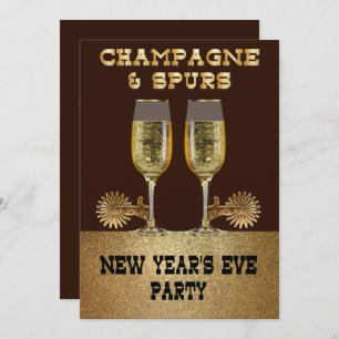 Western Champagne und Frühjahr Silvester Party Einladung
