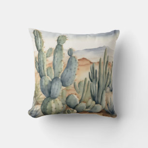 Western Charm Cactus Watercolor Decorative Kissen