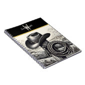 Western Charm: Cowboy-Hut und -Seidenraupe, die au Notizblock (Rechte Seite)