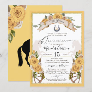 Western Charro Yellow Roses Quinceanera Einladung