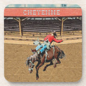 Western Cheyenne Rodeo Cowboy Bronc Riding Getränkeuntersetzer (Vorderseite)
