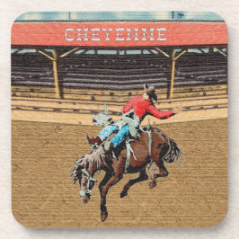 Western Cheyenne Rodeo Cowboy Bronc Riding Getränkeuntersetzer