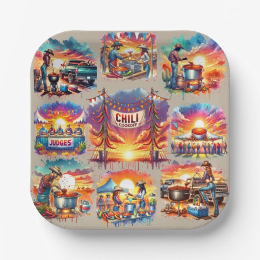 Western Chili Cookies Szenen 1 Pappteller (Vorderseite)