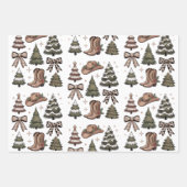 Western Christmas Coquette Bow Cowboy Cowgirl Boot Geschenkpapier Set (Vorderseite)