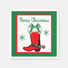 Western Christmas Cowboy Boot Frohe Weihnachten Serviette